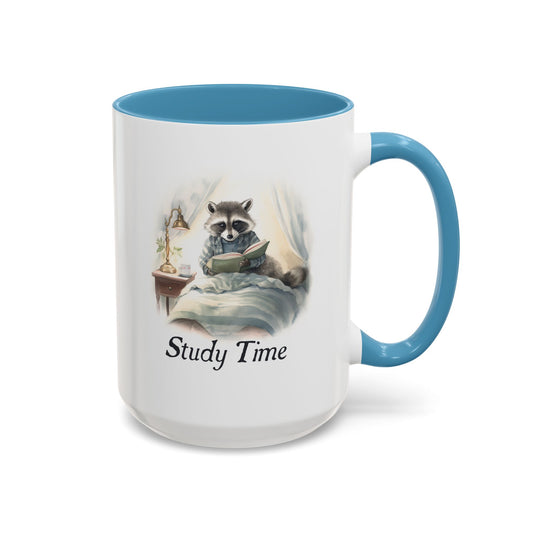 Study Time Student Raccoon Reading - Cottagecore Animal Mug (11, 15oz)