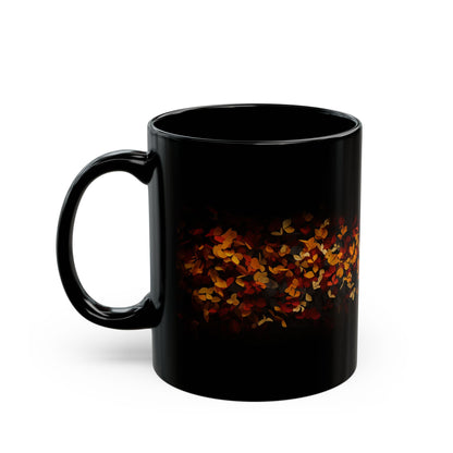 Falling Leaves Warm Drinks Seasonal Cozy Mug - Black Mug (11oz)