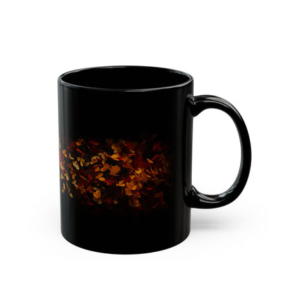 Falling Leaves Warm Drinks Seasonal Cozy Mug - Black Mug (11oz)