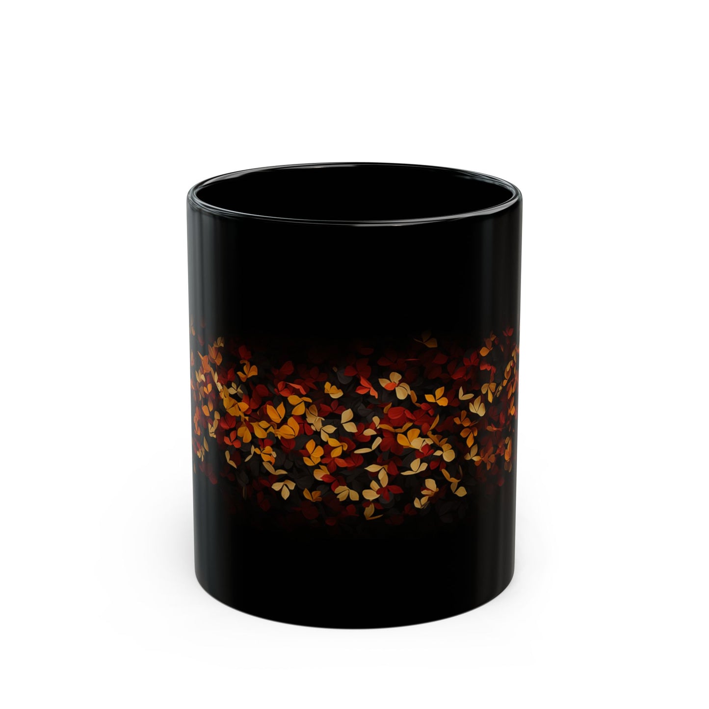 Falling Leaves Warm Drinks Seasonal Cozy Mug - Black Mug (11oz)